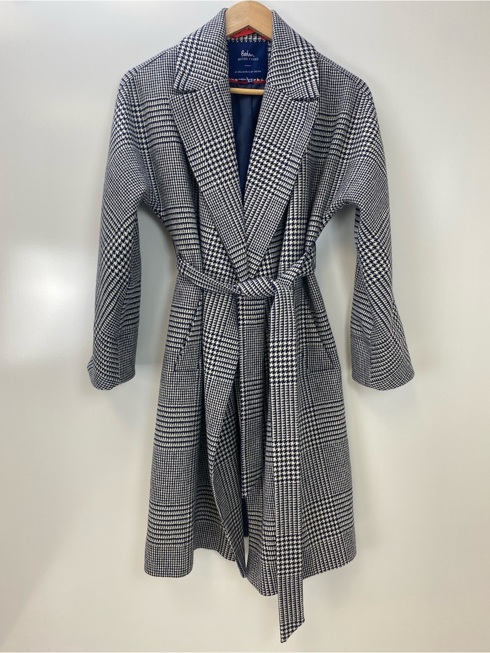 Boden Plaid Belted Wrap Trench Coat